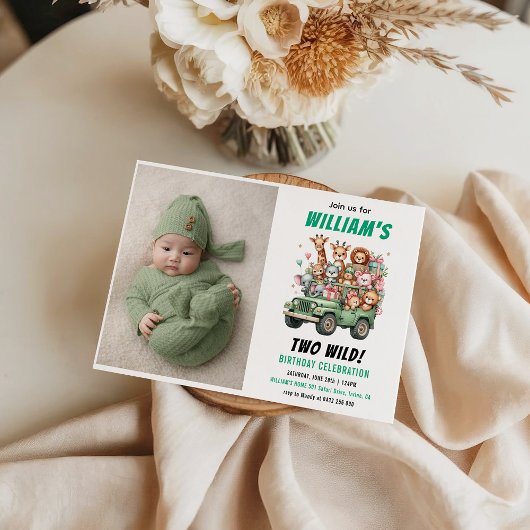 Invitation Fête d'anniversaire de 2 ans sur le thème des anim