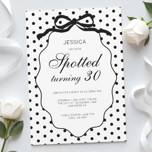 Invitation Fête d'anniversaire de 30 ans avec nœud à pois