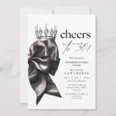 Invitation Fête d'anniversaire de 30 ans Black Bow (Devant)