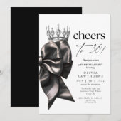 Invitation Fête d'anniversaire de 30 ans Black Bow (Devant / Derrière)