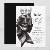 Invitation Fête d'anniversaire de 30 ans Black Bow (Devant / Derrière)