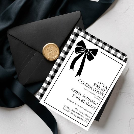 Invitation Fête d'anniversaire de 30 ans Black Bow Coquette B