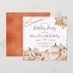 Invitation Fête d'anniversaire de 30 ans de citrouille Bohème