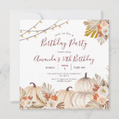 Invitation Fête d'anniversaire de 30 ans de citrouille Boho P (Devant)