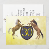 Invitation fête d'anniversaire de 30 ans élevant des chevaux (Devant / Derrière)