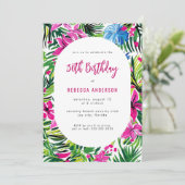 Invitation Fête d'anniversaire de 30 ans Luau Hawaïen à feuil (Debout devant)