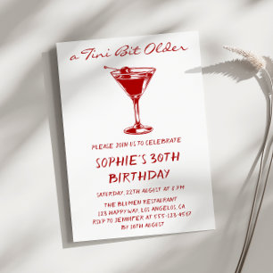 Invitation Fête d'anniversaire de 30 ans Red Martini A Tini B