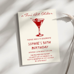 Invitation Fête d'anniversaire de 30 ans Red Martini A Tini B