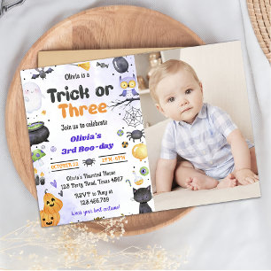 Invitation Fête d'anniversaire de 3 ans de fantôme mignon Hal