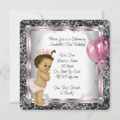 Invitation Fête d'anniversaire de 3 ans pour filles (Dos)