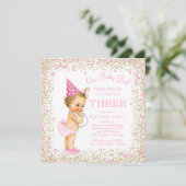 Invitation Fête d'anniversaire de 3 ans pour filles Rose Pail (Debout devant)