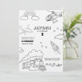 Invitation Fête d'anniversaire de 3 ans pour garçon sur le th (Debout devant)