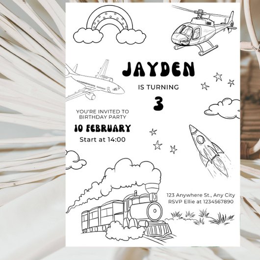 Invitation Fête d'anniversaire de 3 ans pour garçon sur le th