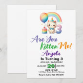 Invitation Fête d'anniversaire de 3 ans pour un adorable chat (Devant / Derrière)