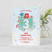 Invitation Fête d'anniversaire de 3 ans sur le thème de l'éco (Debout devant)