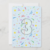 Invitation Fête d'anniversaire de 3 ans sur le thème de l'éco (Dos)