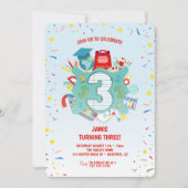 Invitation Fête d'anniversaire de 3 ans sur le thème de l'éco (Devant)