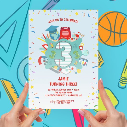 Invitation Fête d'anniversaire de 3 ans sur le thème de l'éco
