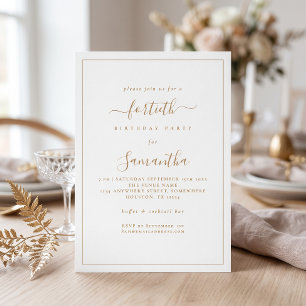 Invitation Fête d'anniversaire de 40 ans avec bordure élégant