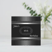 Invitation Fête d'anniversaire de 40 ans Black Studs Silver M (Debout devant)