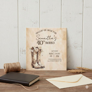 Invitation Fête d'anniversaire de 40 ans Blush et Bottes de R