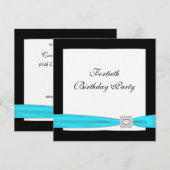 Invitation Fête d'anniversaire de 40 ans classe bleu sarcelle (Devant / Derrière)