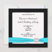 Invitation Fête d'anniversaire de 40 ans classe bleu sarcelle (Dos)