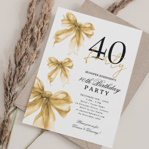 Invitation Fête d'anniversaire de 40 ans Coquette aquarelle d