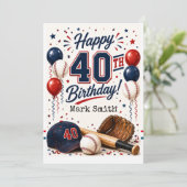 Invitation Fête d'anniversaire de 40 ans de baseball  (Debout devant)