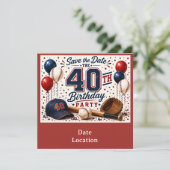 Invitation Fête d'anniversaire de 40 ans de baseball  (Debout devant)