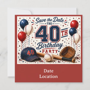 Invitation Fête d'anniversaire de 40 ans de baseball 