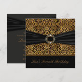 Invitation Fête d'anniversaire de 40 ans de femme au léopard (Devant / Derrière)