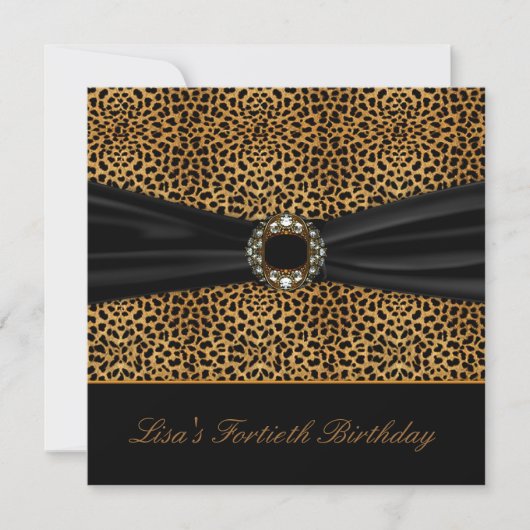 Invitation Fête d'anniversaire de 40 ans de femme au léopard (Devant)