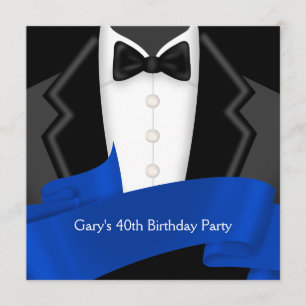 Invitation Fête d'anniversaire de 40 ans d'homme en smoking b