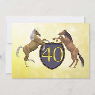 Invitation fête d'anniversaire de 40 ans élevant des chevaux