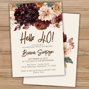 Invitation Fête d'anniversaire de 40 ans Fleurs brunes beige