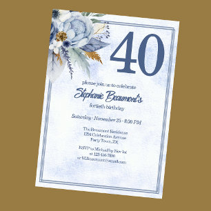 Invitation Fête d'anniversaire de 40 ans pour femmes aux flor