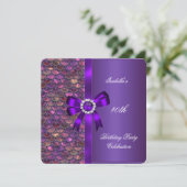 Invitation Fête d'anniversaire de 40 ans Sequins Rose Violet (Debout devant)