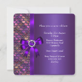 Invitation Fête d'anniversaire de 40 ans Sequins Rose Violet (Dos)