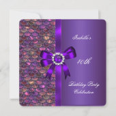 Invitation Fête d'anniversaire de 40 ans Sequins Rose Violet (Devant)