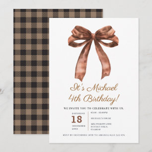 Invitation Fête d'anniversaire de 4 ans Coquette Garçon Éléga