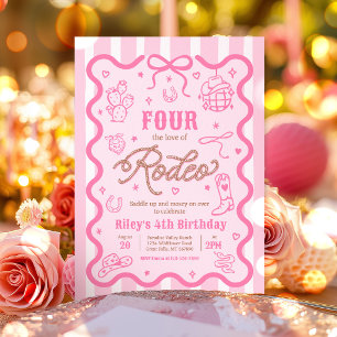 Invitation Fête d'anniversaire de 4 ans de cowgirl pour l'amo
