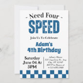 Invitation Fête d'anniversaire de 4 ans Need Four Speed Boy (Devant)