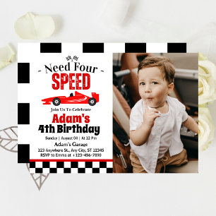 Invitation Fête d'anniversaire de 4 ans pour garçon Need Four