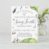 Invitation Fête d'anniversaire de 4 ans sur le thème du golf (Debout devant)
