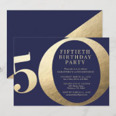 Invitation Fête d'anniversaire de 50 ans (Devant / Derrière)