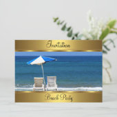 Invitation Fête d'anniversaire de 50 ans à la plage (Debout devant)