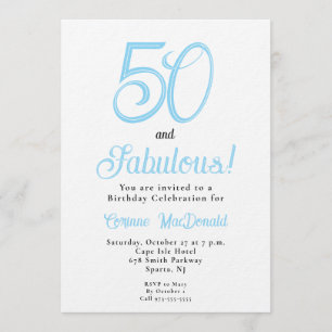 Invitation Fête d'anniversaire de 50 ans Arctic Blue Fifty et