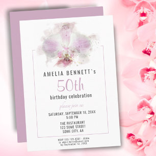 Invitation Fête d'anniversaire de 50 ans aux fleurs d'aquarel