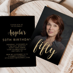 Invitation Fête d'anniversaire de 50 ans avec photo personnal